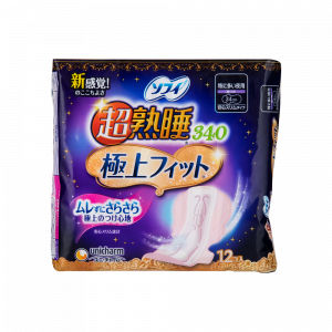 超熟睡極上輕薄貼身特長夜用護翼衛生巾 34CM 12PCS