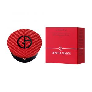 亞曼尼絲光輕透氣墊修護粉底盒 - 斜紋紅